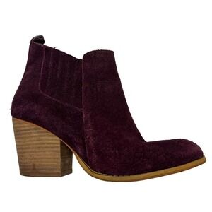 Crown Vintage Maroon Burgandy Suede Leather Ankle Boots Size 7.5M Lasso Slip On